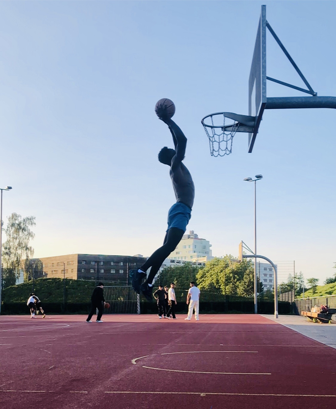 Basketball action shot